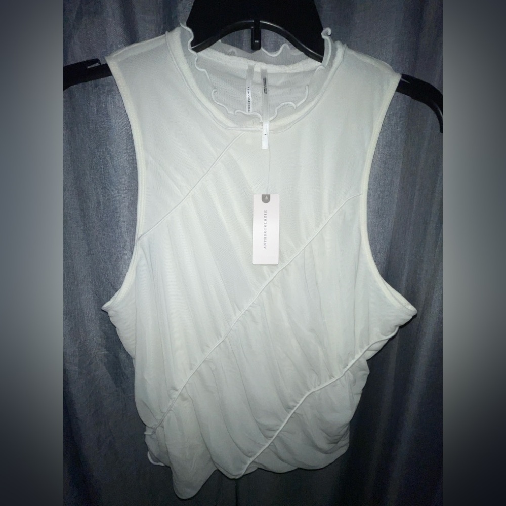 Anthropologie Semi Sheer Blouse White Cream